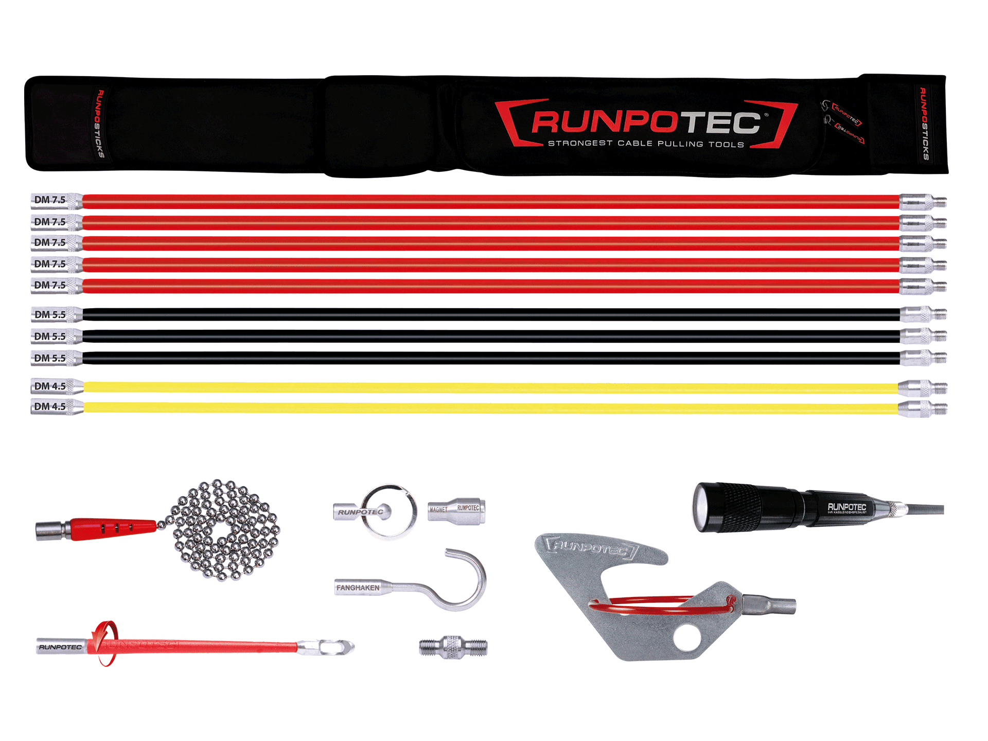 Runpotec 10020 - RUNPOSTICKS Comfort 19-Piece Cable Rod Set, Basalt Rods, RTG 6 mm Thread