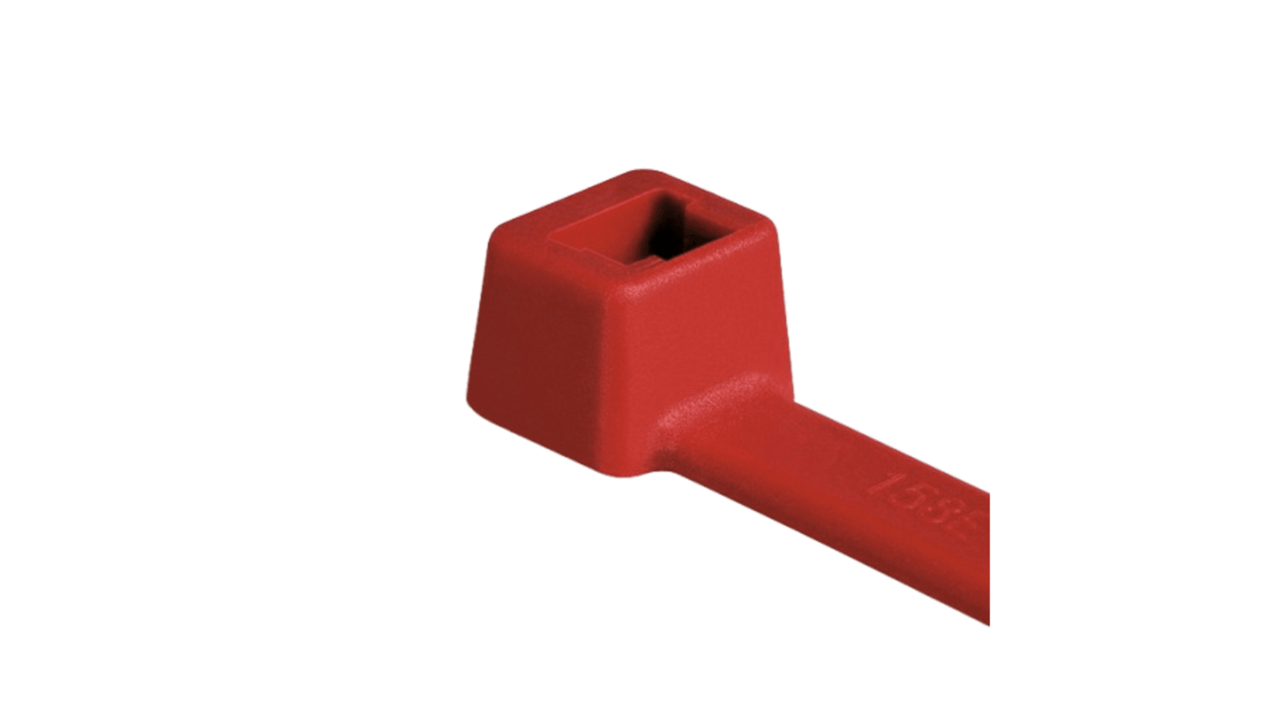 500-units min. HellermannTyton T50L2C2 - T50L Standard Cable Tie, 15in 50 lb PA66 Red, Inside Serrated, 100/pkg
