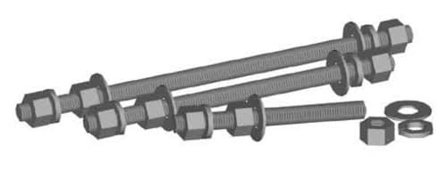 9-units min. Rosenberger THREADED ROD KIT 3/8 x 8 INC NUTS, F/W, L/W (STAINLESS STEEL)(KIT OF 10) - TH478-CH388S