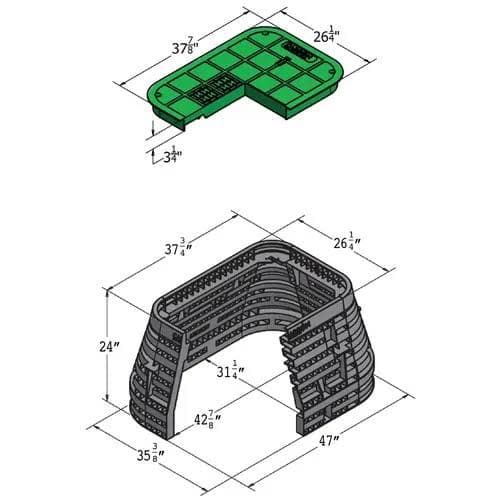 1-units min. Oldcastle BuildingEnvelope 24x36x24 Green Pedestrian Vault Blank - 24361073