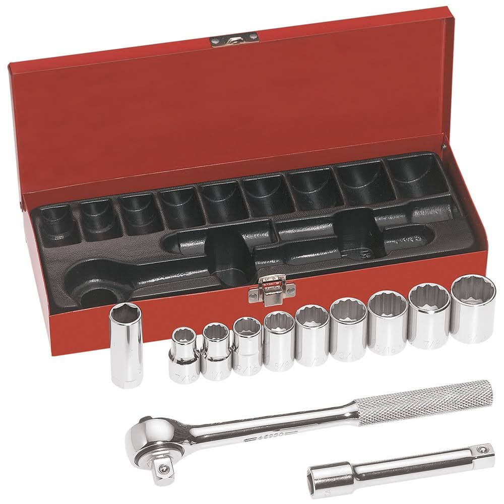 Klein Tools Incorporated 65510 - Socket Wrench Set 1/2 Inch Drive 12-piece With Box