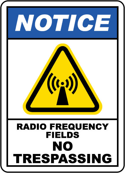 33-units min. Brimar BLUE 5" X 7" Laminated Plastic Label Sign: Radio Frequency Fields - S-6084