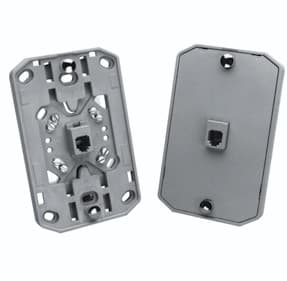 42-units min. Premier Wall Jack Assembly All Plastic 6 Conductor Ash. Jack Assembly Includes Mounting Brackets Plastic Base And Cover Screw Terminals And Mounting Screws. - PT-630AP-6-44