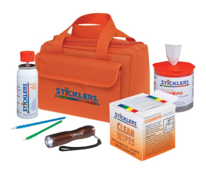 PREMIER FK03 - General Purpose Cleankit Cleaning Kits For Fiber Optic Splices And Connectors Includes Cleanwipes 600 And 90 Outdoor 2 Cans Cleaning Fluid Cleanstixx Led Flashlight