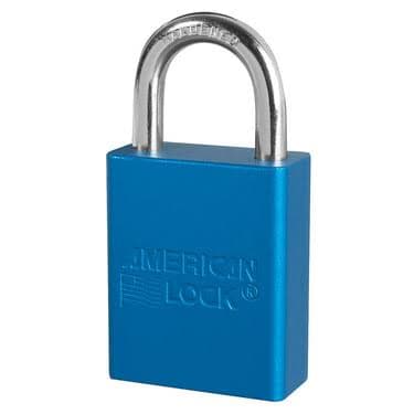 6-units min. Master Lock ANODIZED ALUMINUM SAFETY PADLOCK, 1-1/2IN (38MM) WIDE WITH 1IN (25MM) TALL SHACKLE, KEYED ALIKE - A1105