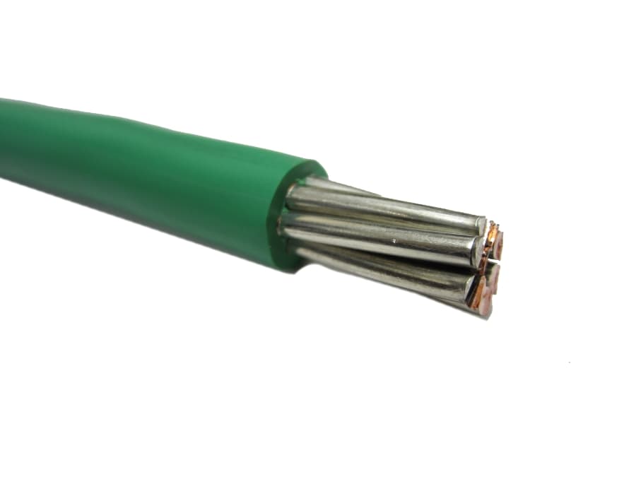 Rosenberger WR-21TC-703 - GROUND WIRE, 2 AWG, 1 CONDUCTOR, 7 STRAND TINNED, THW-2 SUN RESISTANT, INDOOR/OUTDOOR, PVC INSULATED JACKET, GREEN