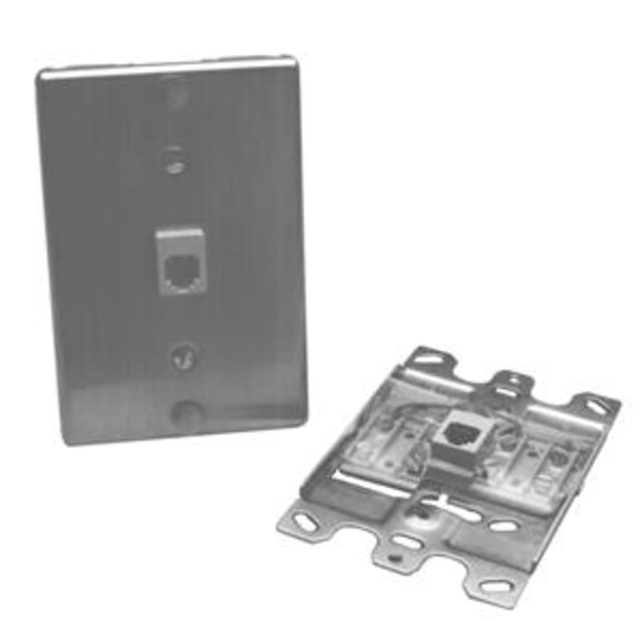 Premier PT-630AD-6 - Wall Plate Jack Assembly 6 Conductor Steel. The Assembley Includes A Steel Base With Screw Terminals And A Stainless Steel Cover With Two Lugs For Mounting A Wall Phone.