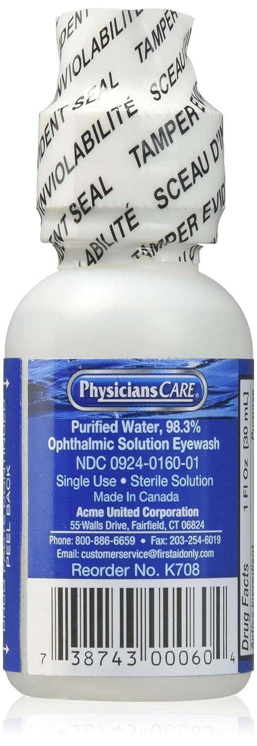 PAC-Kit Safety Equipment K708 - Eyewash Bottle, Screw Cap, 1 Oz.